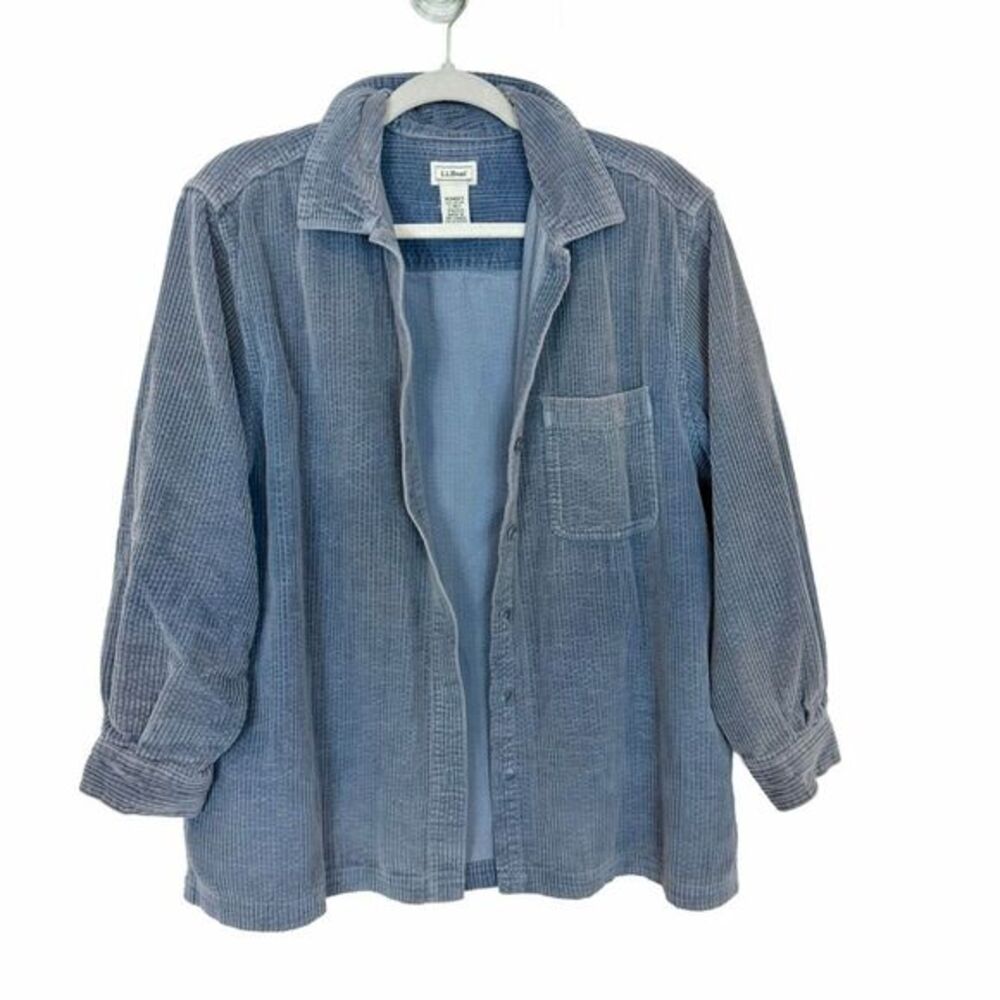 L.L Bean Corduroy Shirt Jacket shacket light blue Button up Vintage Large Womens